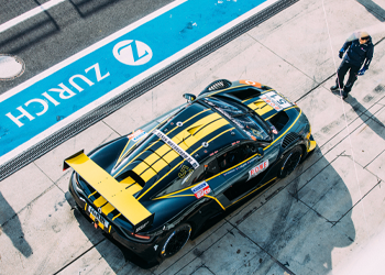 Mclaren GT3 car in the pit lanes